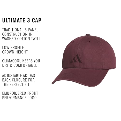 adidas Mens Baseball Cap – Ultimate Adjustable Strapback Hat, Relaxed Fit, Cotton