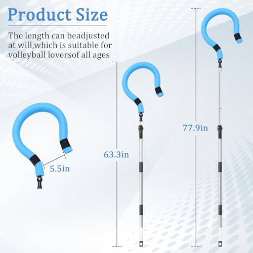 Volleyball Spike Trainer - Adjustable Height 63"-77" with Question Mark Hook, Durable Lightweight for Serving, Spiking & J...