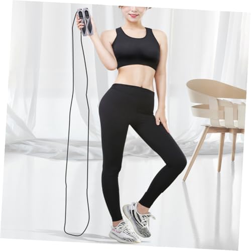 KOMBIUDA Electronic Counting Jump Rope with Weighted Steel Wire Cable, Black Smart Fitness Skipping Rope for Workout Train...