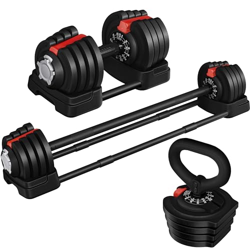 Yaheetech Adjustable Dumbbell Set Free Weight Dumbbells 40lbs/52.5lbs/90lbs Fast Adjust Dumbbells Dumbbell Weight Set, wit...