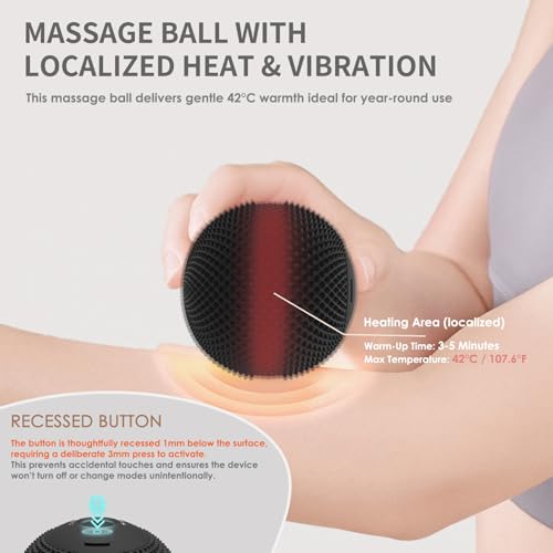 YIXIUTEN Heating Vibrating Massage Ball with 7 Modes & Memory Function for Myofascial Release, Deep Tissue and Trigger Poi...