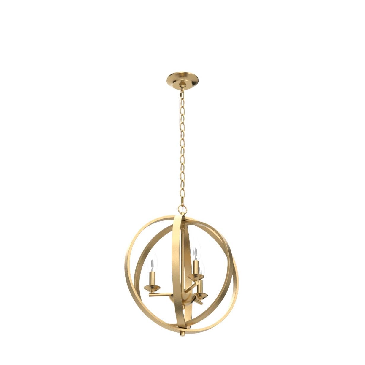 KSANA 3-Light Gold Chandelier Pendant Light Fixture, Modern Orb Design, Soft Gold, 15.5in  L x 18in  H for Kitchen, Dining Room, Entryway