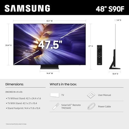 Samsung 48-Inch Class S90F 4K Smart TV (2025 Model) NQ4 Gen3 Processor, Upscaling Pro, HDR +, Motion Xcelerator 144Hz, Vis...