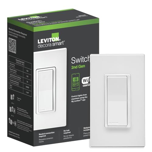 Leviton Decora Smart Switch, Wi-Fi 2nd Gen, Neutral Wire Required, Works with Matter, Alexa, Google Assistant, Apple Home/...