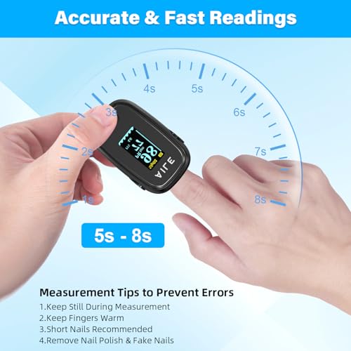 AILE Pulse Oximeter with Fingertip Oxygen Meter : AILE Compact Fingertip Pulse Oximeter-Blood Oxygen/Heart Rate Monitor-4 ...