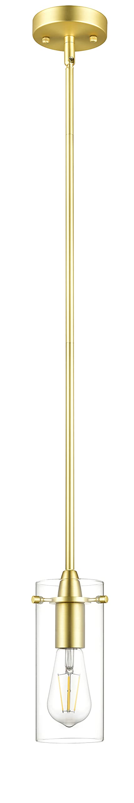 Linea di Liara Modern Gold Pendant Light Fixture, Small, Glass Shade, Model LL-P311-SB
