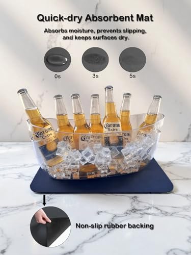 SIUPER 5.5L 16.7x6.4x7.3in Small Ice Bucket 2PCS with Drying Mat & Scoops for Parties, Mimosa Bar Supplies Beverage Tubs f...