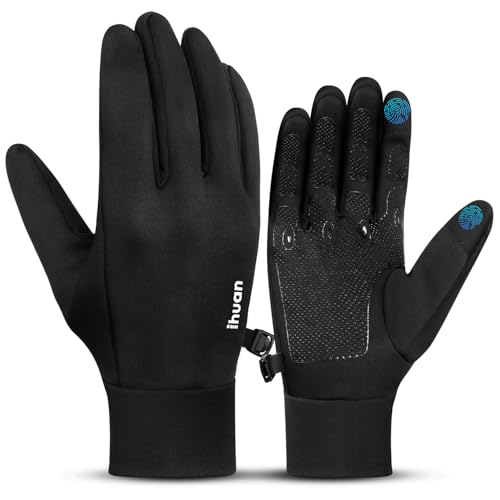 ihuan Winter Warm Running Gloves Women Men, Super Sensitive Touch Screen Fingers for Cold Weather, Thin Lightweight Liner ...