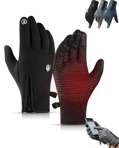 Boolex Sport Gloves, Winter Gloves with Touchscreen Fingers, Waterproof, Windproof, Anti-Slip, Zipper Cuffs, Unisex