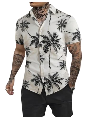 COZYEASE Men's 2 Piece Hawaiian Outfits Short Sleeve Button Down Shirt and Shorts Set Beach Tracksuits