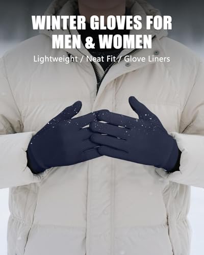 Aegend Lightweight Winter Gloves for Men Women, Warm Running Gloves Touchscreen Thermal Glove Liners for Cold Weather Driv...