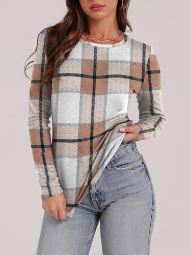 WIHOLL Long Sleeve Thermal Shirt for Women Light Fleece Tops Fall 2025 Crew Neck Casual Basic T-Shirts