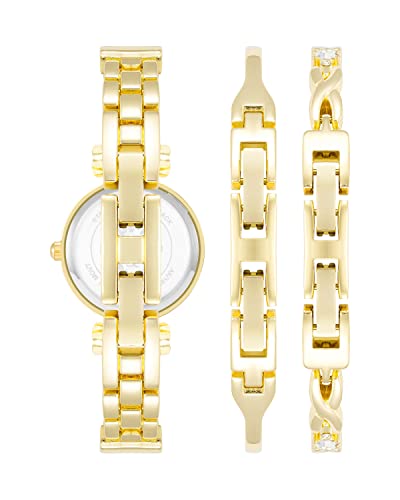 Anne Klein Women's Premium Crystal Accented Bangle Watch and Bracelet Set