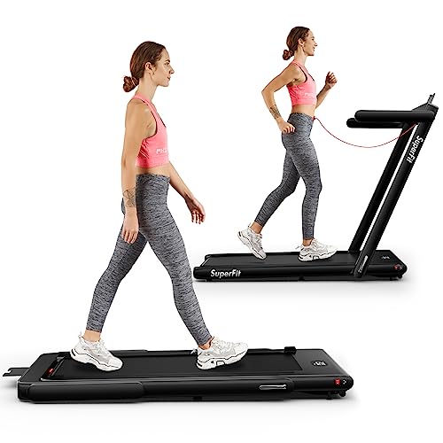 Goplus 2 in 1 Folding Treadmill, 2.25HP Superfit Under Desk Electric Treadmill, Installation-Free with Remote Control, APP...