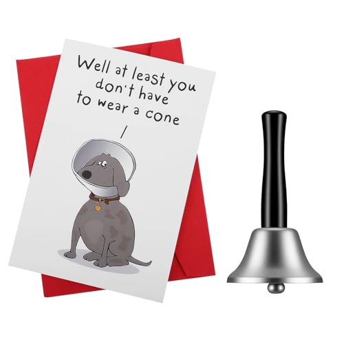 QFGasre Hand Bell Funny Get Well Gifts for Women Men And Humor Speedy Recovery Card Silver Bells With Envelope for Food Li...