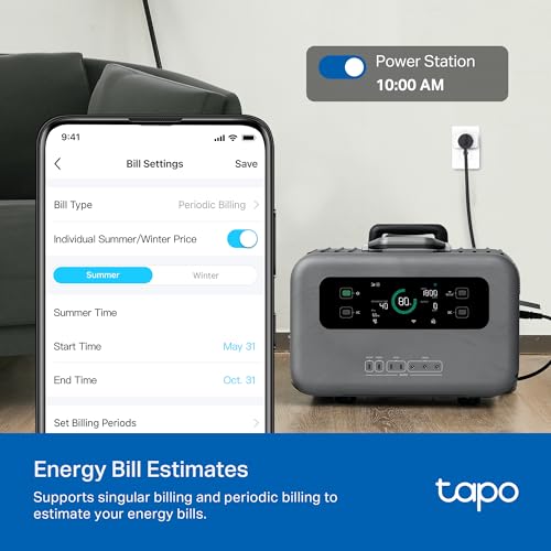 TP-Link Tapo Smart Plug Mini, Matter Compatible, Compatible with Alexa, Google Home & Samsung SmartThings, Energy Monitori...