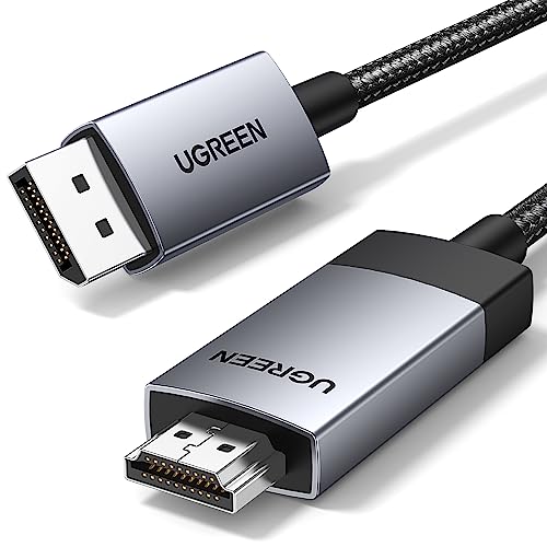 UGREEN 4K@60Hz DisplayPort to HDMI Cable HDR Active DP 1.2 to HDMI 2.0 Cord Aluminum Braided Uni-Directional Display Port ...