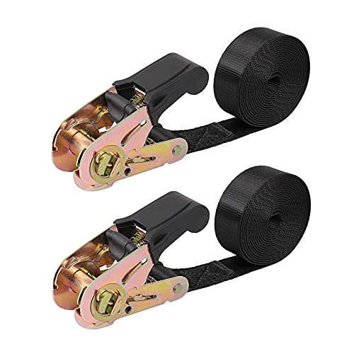 Endless Ratchet Tie Down Straps Heavy Duty Cargo Tie Downs, Sturdy Nylon Black Strap Down Ratcheting Securing Straps, Trac...