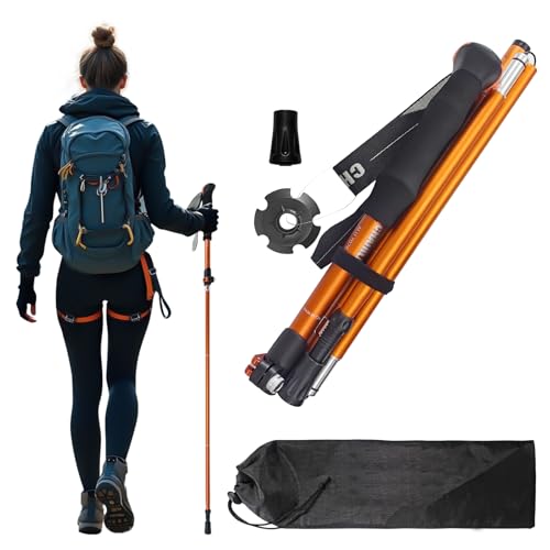 Collapsible Trekking Pole,7075 Aluminum Adjustable 43.3"-51.2" Hiking Pole, Quick-Lock Design,Walking Sticks for Hiking/Ca...