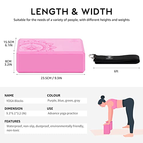 Overmont Yoga Block 2 Pack Supportive Latex-Free EVA Foam Soft Non-Slip Surface for General Fitness Pilates Stretching and...