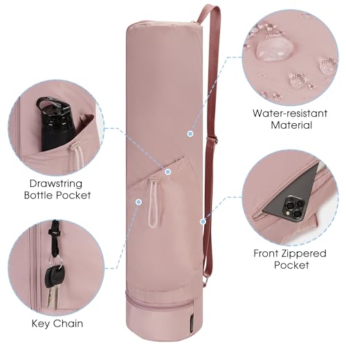 sportsnew Yoga Mat Bag, Full Zip Cargo Yoga Mat Carrier Bag with Drawstring Water Bottle Pocket and Bottom Wet Pocket, Exe...