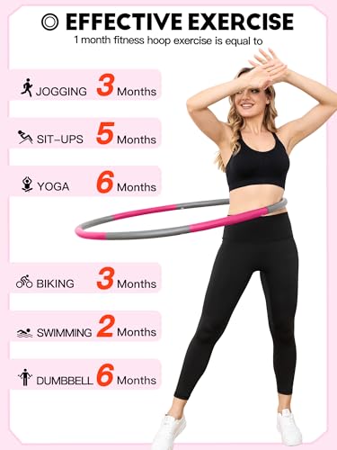 Phobby Weighted Exercise Hoop for Adults, 2.2lb Detachable Fitness Hoop, Adjustable Hoop with Jump Rope, Tape Measure and ...