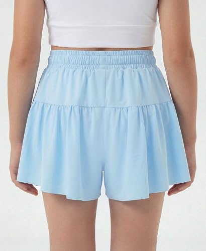 Stelle Butterfly Shorts Girls with Pocket Athletic Flowy Short 2 in 1 Dance Cheer Running Tennis Sports Skort 4-15 Years
