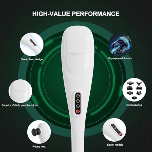 MEGAWISE Cordless Back Massager for Shoulders, Waist, Legs, Rechargeable 3200mAh Battery, 5 Speed and 5 +2 Massage Nodes 5...
