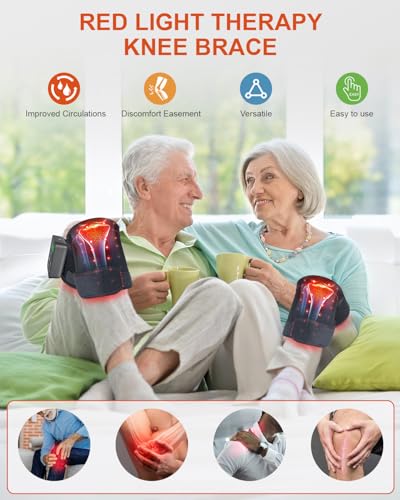 Astarexin Red Light Therapy Knee Brace Wireless Rechargeable with Pulse & Heating Modes, 660nm & 850nm Near-Infrared Light...