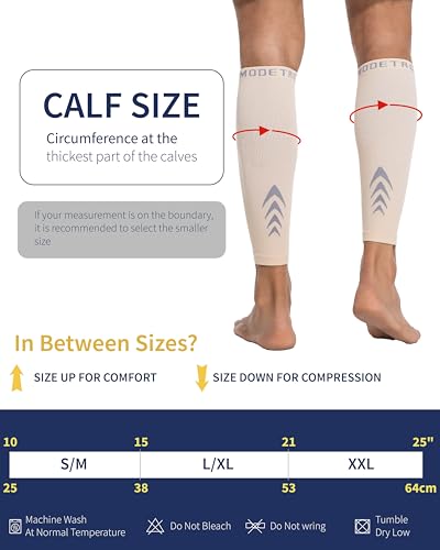 Modetro Sports Calf Compression Sleeves - Leg Sleeves for Men and Women - Shin Splint Relief Support Brace Running Flights