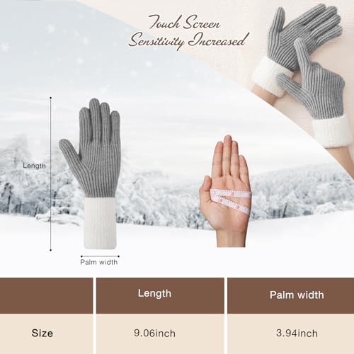 Pleneal Winter Gloves for Women, Warm Touchscreen Texting Knit Fleece Lined Thermal Glove for Cold weather