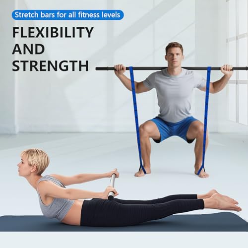Yoga Stick, mobility stick，5-foot exercise stick, 3-in-1 stretching stick kit, comes with balance bar, yoga exercise instr...