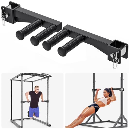 Lifeswell Dip Bar & Belt Squat Attachments for 2"x2" & 3"x3" Power Racks, Home Gym Strength Training