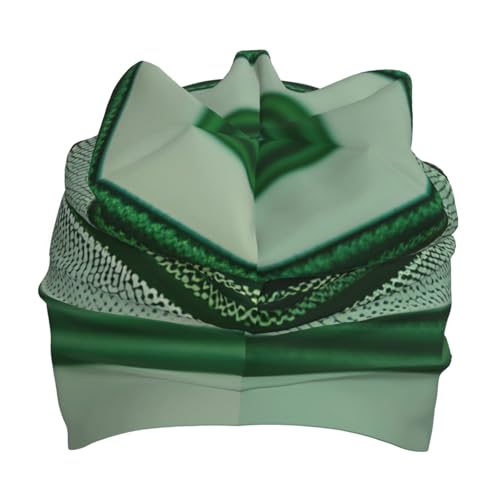 YANYU Green Striped Print Soft Beanie Winter Hat Warm Thermal Cap Headwear for Snow Play Outdoor Activities