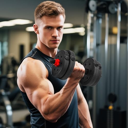 Adjustable Dumbbell Set, 22lbs Free Weights Dumbbells Set, 3 in1 Dumbbells Set Used as Barbell,Push-up Stand, Weight Set f...