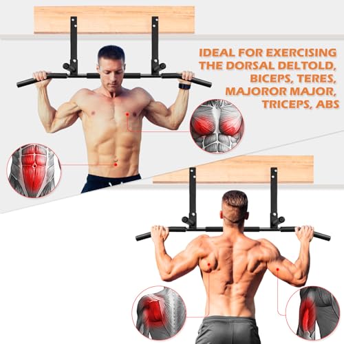 ATENTO Pull Up Bar, Chin Up Bars Ceiling Mount, Workout for Home Gym, Beam, Crossfit - Heavy-Duty, Foam Grip, Easy install...