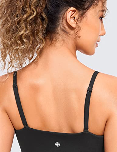CRZ YOGA Butterluxe Womens Adjustable Spaghetti Thin Strap Sports Bra - Padded Wireless Square Neck Workout Yoga Clothes