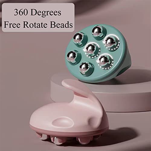 WMM Hand Held Massager, Full Body Massage Tool with Roller Ball Massager Manual 360-degree-roller for Muscle Back Neck Joi...