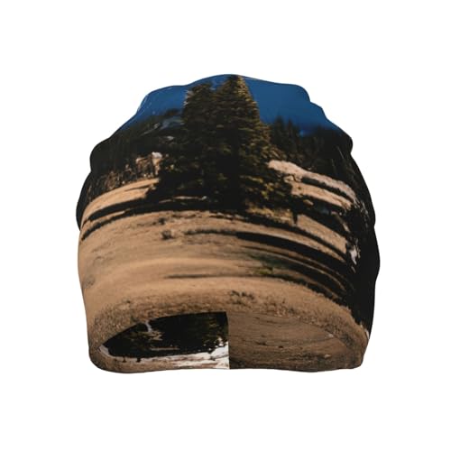 Rocky Mountains Print Winter Beanie Hat Men Women Soft Lightweight Thermal Cap for Outdoor Skiing Wear Black