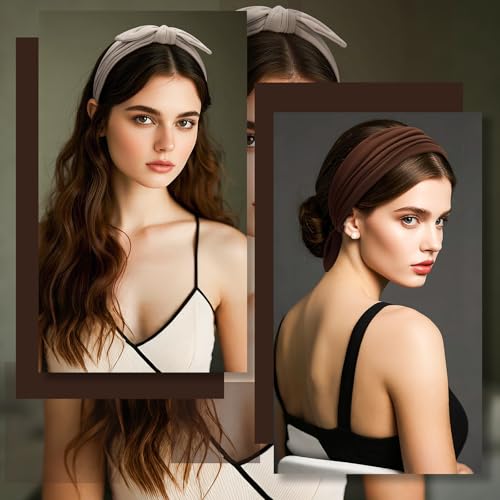 S&N Remille Wide Headbands for Women, Large Hairband, Elastic Non-Slip Headband Twist Knotted Accessories, Yoga Workout Vi...