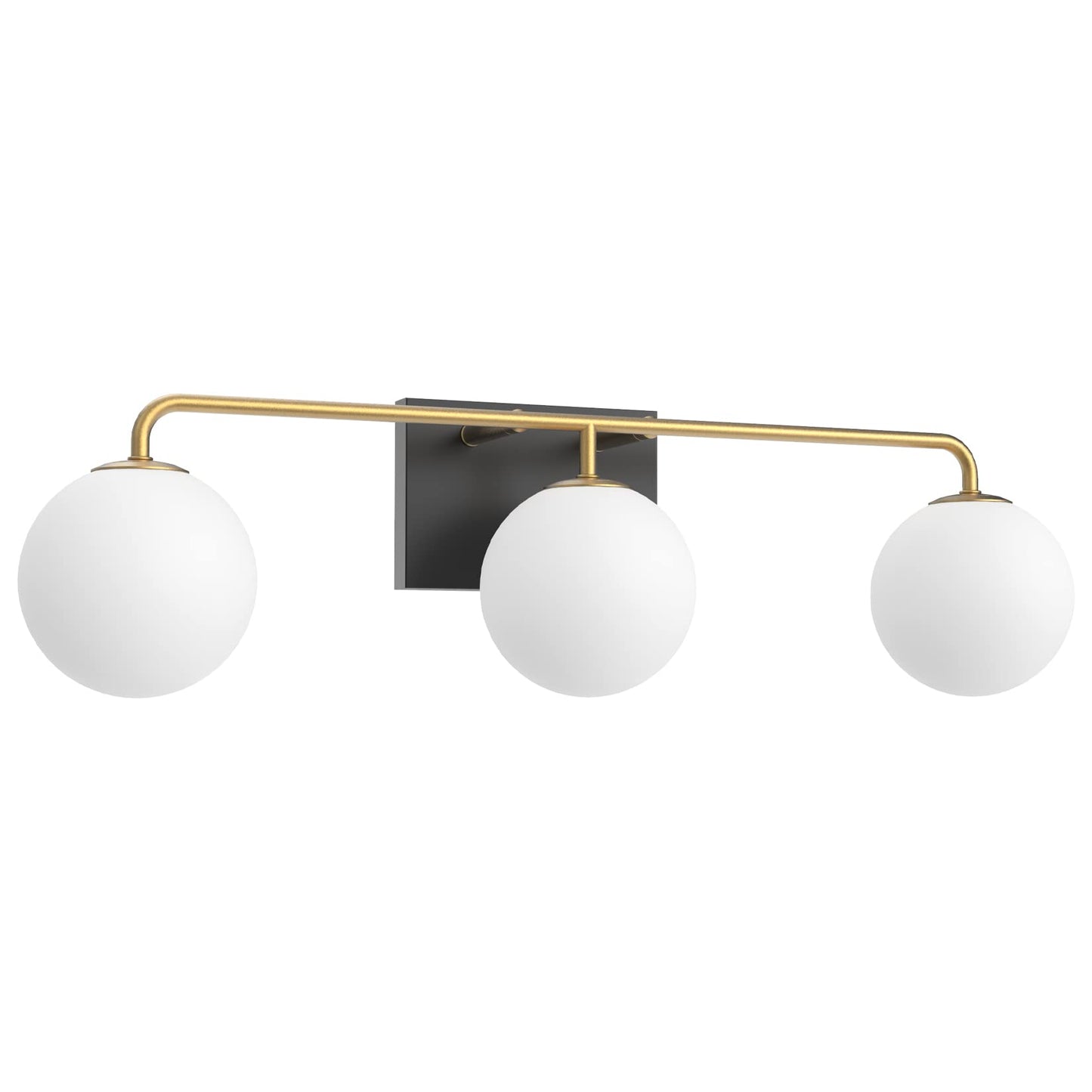 Tipace Mid Century Modern Gold 3-Lights Vanity Light Fixtures With Milky White Glass Ball Shades Industrial Vanity Lighting Over Mirror Wall Sconces For Bathroom Dressing Table Bedroom(Exclude Bulb)