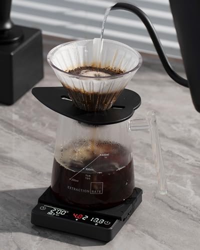 KNODOS Smart Coffee Scale – Easy Use Digital Espresso Scale with Timer, Auto Tare & Flow Rate Indicator – Compact Recharge...