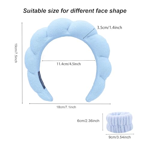 KYHYFJMD Spa Headbands for Washing Face Soft Puffy Bubble Headbands Wristband for Women Girls Makeup Skin Care Facial Beau...