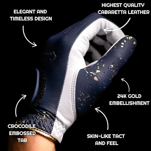 BLURRD Goods Men’s Premium Cabretta Leather 24K Golf Glove (2-Pack) – Soft Tour-Level Feel, Durable Grip & Breathable – Wo...