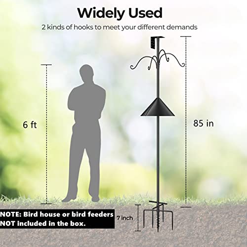 Garden Bird House Pole for Outdoor, BITNIN 92 Inch Heavy Duty Bird Feeder Pole Stand with Squirrel Proof Baffle 4 Shepherd...