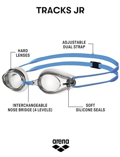 ARENA Tracks Unisex Junior Youth Essential Racing Swim Goggles Kids Swimmers Young Racers Anti-Fog Coated Non-Mirror Lens,...