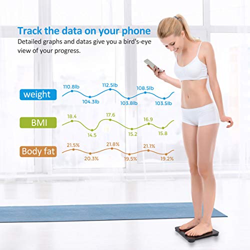 FITINDEX Scale with BMI, Body Fat, Muscle Mass, Smart Scale for Body Weight, Bluetooth, Digital, Sync with App, User Healt...