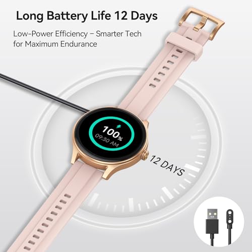 Smart Watches for Women (2 Bands), 1.27" Round Fitness Watch for Android iPhone with Bluetooth Calls (Make/Answer), AI Voi...