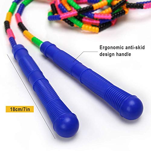 Coolrunner 16 FT Long Jump Rope(2 PACK), Double Dutch Jump Ropes, Soft Beaded Skipping for Kids Adults, Plastic Segmented ...