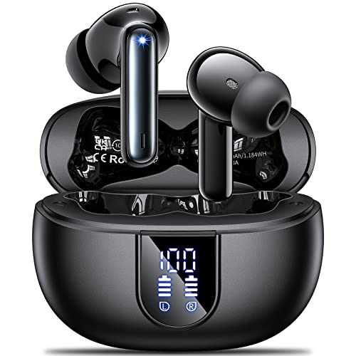 Wireless Earbuds, 2024 Wireless Headphones HiFi Stereo Earphones with 4 ENC Noise Canceling Mic, 42Hs Playtime In Ear Earb...